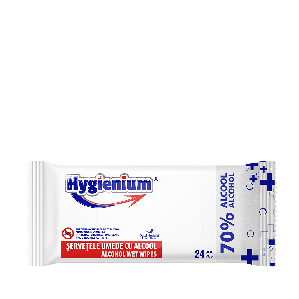 Hygienium servetele umede antibacteriene 70% alcool, 24 buc