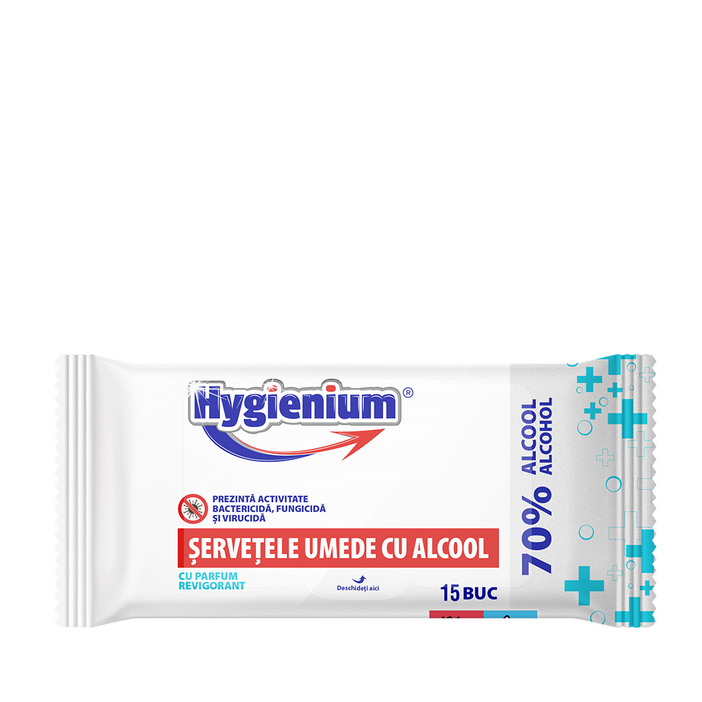 Hygienium Servetele Umede Antibacteriene 70% alcool Parfum Revigorant